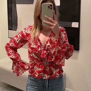 Beautiful red floral flowy top